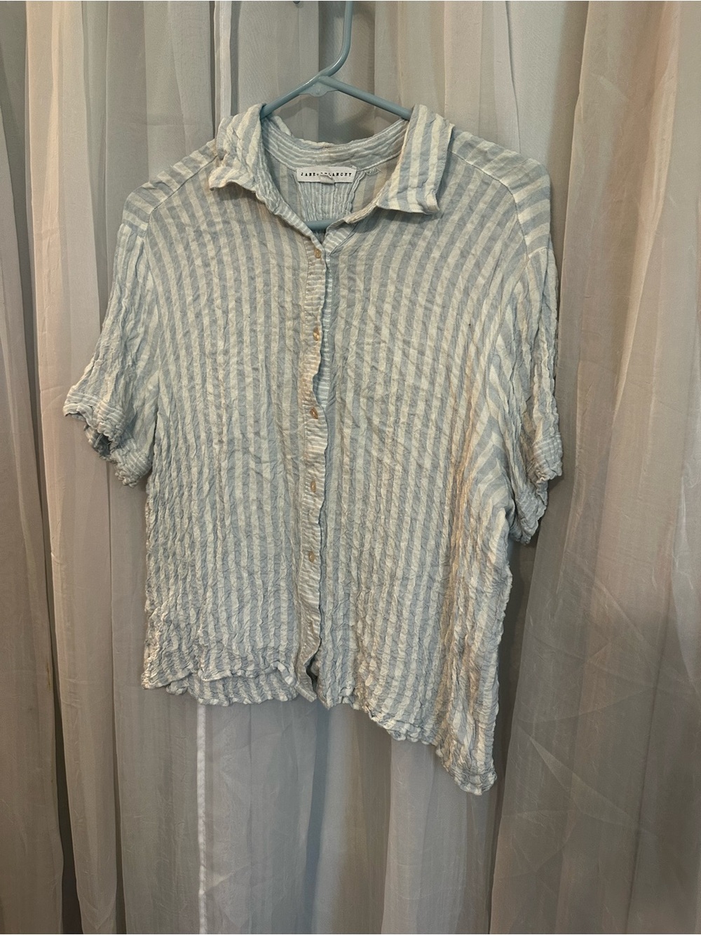 Jane & Delancey Light Blue Linen Top - Picture 2 of 10